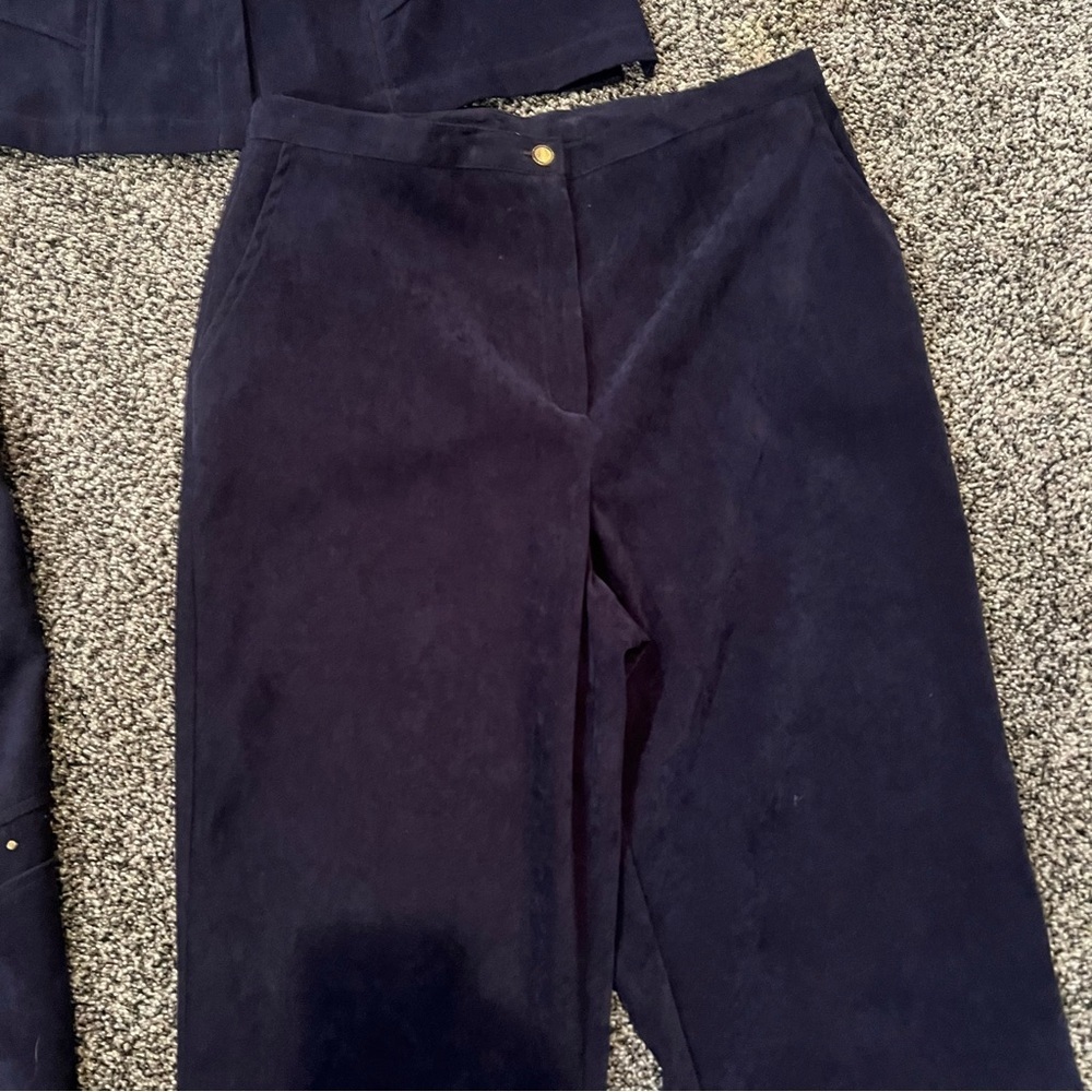 Vintage LANA LEE 3 Pce Suede-Like Dark Blue Suit Set | Size 14 - Picture 7 of 15